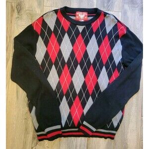 Bare Fox One Color One Nation Argyle Knit Sweater XL Vintage 90's